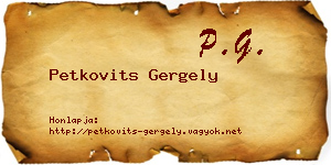 Petkovits Gergely névjegykártya